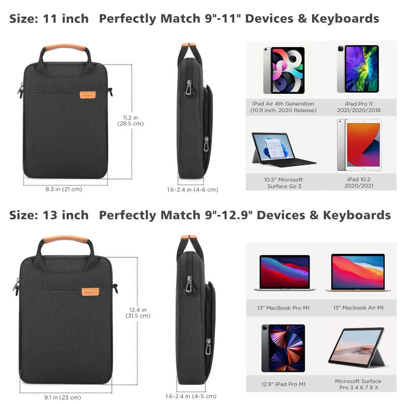 NIDOO Laptop Shoulder Bag for 13"" 13.6"" Macbook Air M3 M2/ MacBook Pro / 12.9"" 13"" iPad Pro M4/ iPad Air M2 Tablet / 13 inch Surface Pro 10 9 8  Vertical Laptop Sleeve Handbag for 13.4"" XPS 13 Samsung - Image 3
